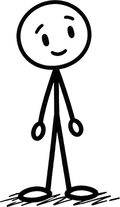 Mr Stickman standing with a small shy smile